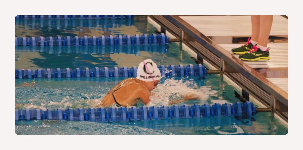 Sports Dietician Emma Ware as a young athlete competing in swimming.